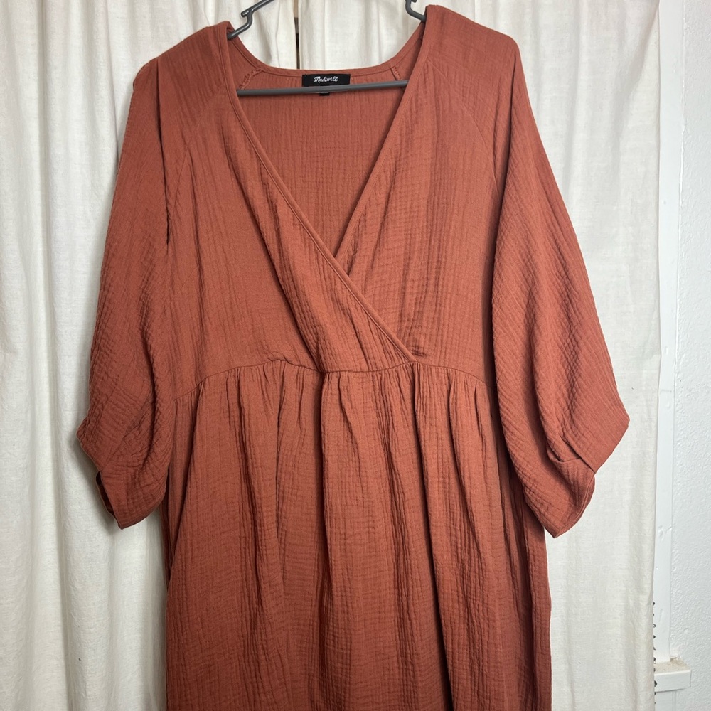 Madewell XL V Neck Dress 3/4 Sleeve